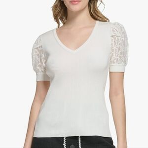 KARL LAGERFELD Women's Soft Short Sleeve Everyday Fashion Sport Sweater